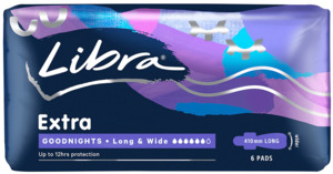 Sanitary Pads: Libra Pad Goodnight Xtra Long/Wide 6
