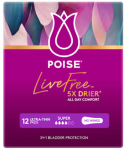 Sanitary Pads: Poise Live Free Pads Ultrathin Super 12