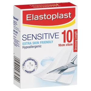 Plasters And Dressings: Elastoplast Strip Sensitive 6cmx10cm 10Pk