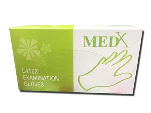 Sanitising: Med-X Latex Gloves (Large, 100 gloves per box)