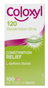 Constipation: Coloxyl 120mg Tablets for Constipation Relief (100 count) - Docusate Sodium Formula
