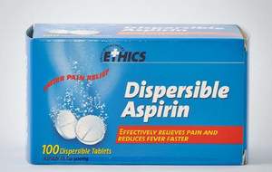 Ethics Aspirin 300mg Dispersable 100 Tabs