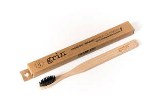 Toothbrushes: Grin Bamboo Toothbrush Charcoal Soft 4Pk