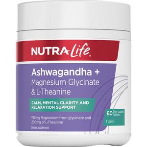 Nutra Life Ashwagandha + Magnesium Glycinate & L-Theanine 60 Tablets