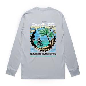 Mens T Shirts: New Zealand Mountain Biking Long Sleeve T Powder