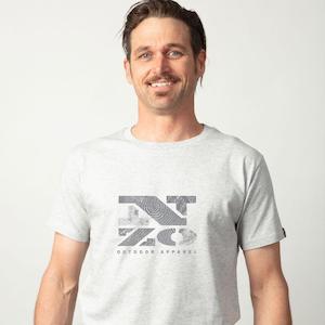 T Shirts For Men: Mens organic cotton T Shirt - Grey marle "WoodBlock" - LIMITED EDITION