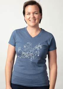 T Shirts For Women: Womens organic cotton T Shirt - Blue marle "Kombi"