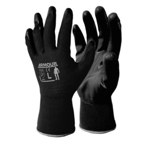Flat Nitrile Gloves, Open Back, Black, Small