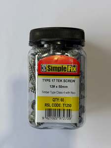 Building Supplies: [SBL1014] SimpleFix Type 17 Wood Tek Screw 12 x 50mm C4 Neo