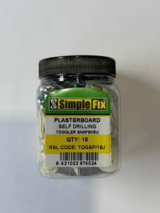 Building Supplies: [ATF1005] SimpleFix Toggler Self Drilling Plaster Board SnapSkru
