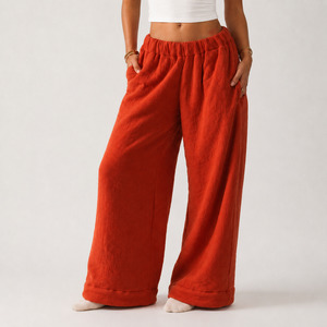 Premium Sherpa Lined Low Rise Comfort Pants - Rustic Orange