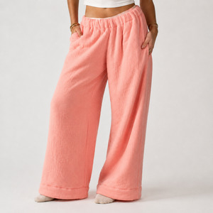 Premium Sherpa Lined Low Rise Comfort Pants - Petal