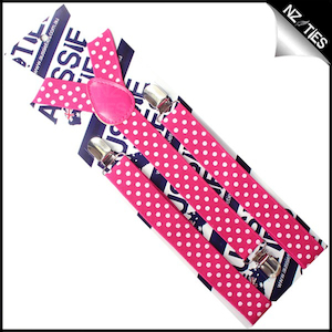 Products: Pink with White Polka Dots Braces Suspenders