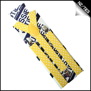 Yellow with White Polka Dots Braces Suspenders