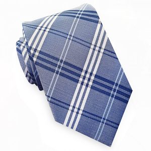 Products: Mid Blue & White Plaid Mens Slim Tie
