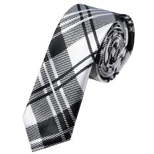 Products: Black & White Tartan Mens Skinny Tie