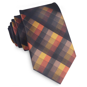 Black, Red & Yellow Diamonds Tie