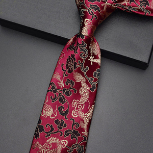 Products: Red, Black & Gold Embossed Dragons Hong Kong Style Tie
