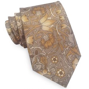 Products: Beige & Gold Floral Mens Slim Tie