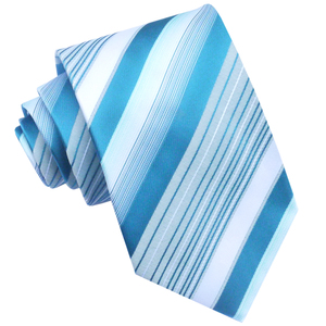 Products: Turquoise & White Stripes Mens Tie