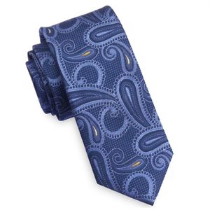 Products: Blue and Yellow Paisley Mens Skinny Necktie