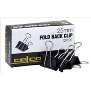 Stationery: Foldback Clips 25mm, Box 12