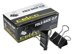 Stationery: Foldback Clips 32mm, Box 12