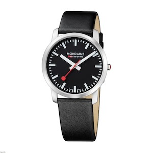 Products: Mondaine Simply Elegant 41mm on black leather strap - NZ Watchbands
