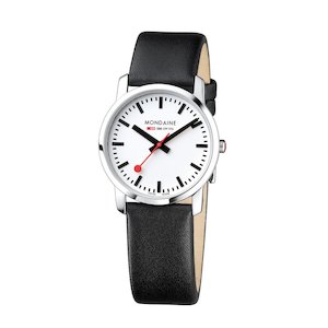 Products: Mondaine Simply Elegant 36mm on black leather strap - NZ Watchbands