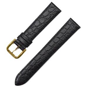 Tissot Black Croco Grain leather with steel pin buckle 18x16 - NZ Watchbands