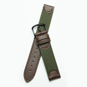 Products: Victorinox Cavalry brown Leather/green webbing strap - NZ Watchbands