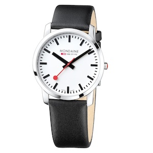 Mondaine Simply Elegant 41mm on black leather strap - NZ Watchbands