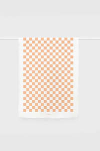 Homeware: Lettuce Peach Checker Teatowel