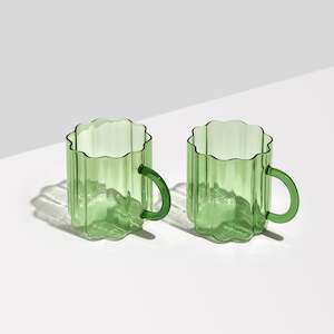 Glassware: Fazeek - set of 2 GREEN Wave Mugs
