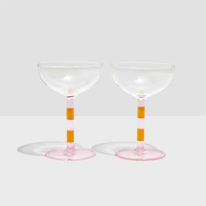 Glassware: Fazeek - set of 2 Striped Coupe Glasses