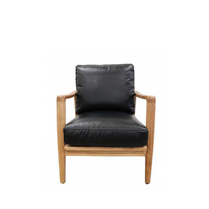 Occasional Chairs: Reid Leather Armchair- Black/Natural