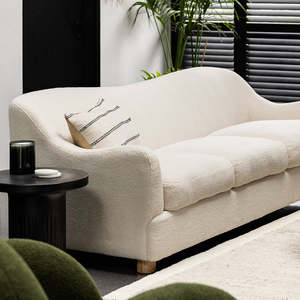 Furniture: TEDDY 3 SEATER SOFA - CREAM SHEARLING