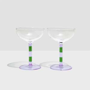 Fazeek - set of 2 Striped Coupe Glasses