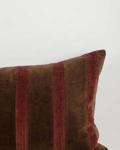 Huxley Chocolate/Cherry Lodge Cushion - by Baya