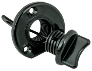 Drain Bung 1" Square Thread Plug & Base Black
