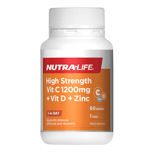 Nutra-Life High Strength Vit C 1200mg + Vit D + Zinc 60 Tablets