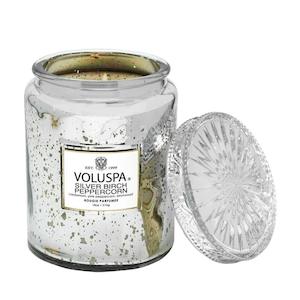 Candle: VOLUSPA Silver Birch Peppercorn 100hr Candle with Glass Lid