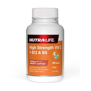 Immunity: [EXP: 07-Nov-2025] Nutra-Life High Strength Vit C 1200mg + B12 + B5 60 Tablets