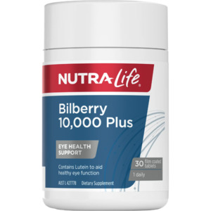 Nutra Life: Nutra-Life Bilberry 10,000 Plus 30 Tablets