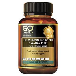 GO Healthy Go Vitamin D3 1000IU Plus Vitamin C & Zinc 60 Vege Capsules