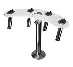 Outrigger Bases: Reelax Light Tackle Station White Rocket Launcher and Stainless Steel Pedestal White Swivel