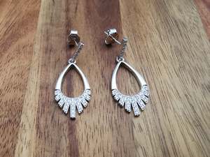 Tear Drop Sparkling CZ Diamond Earrings