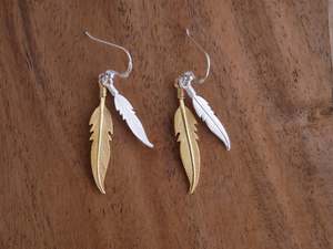 Gold & Silver Ocean Gypsy Feather Earrings