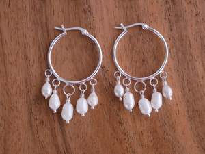 Full Jewellery Range: Freshwater Pearl Hoop Earrings