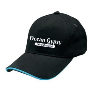 Ocean Gypsy Clothing: Ocean Gypsy Black Cap with New Zealand Text